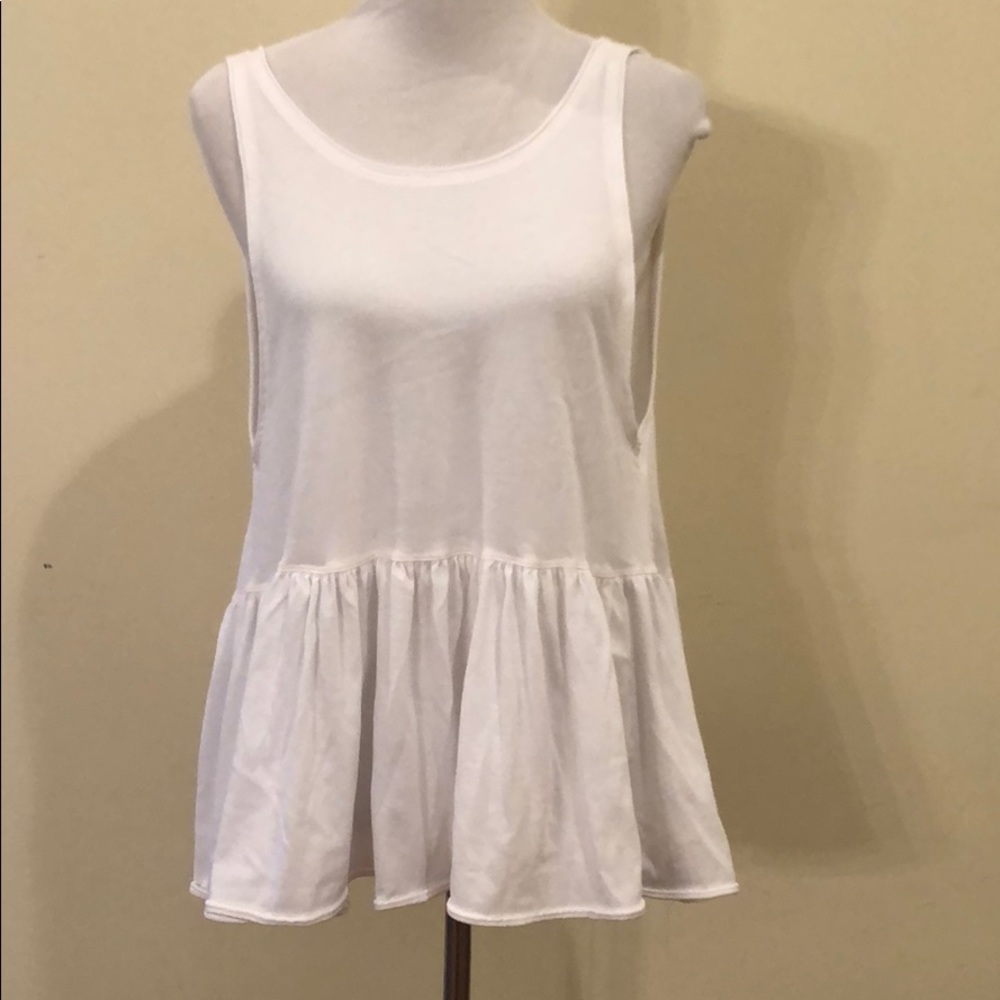 Free People White Flowy Cotton Blend Top